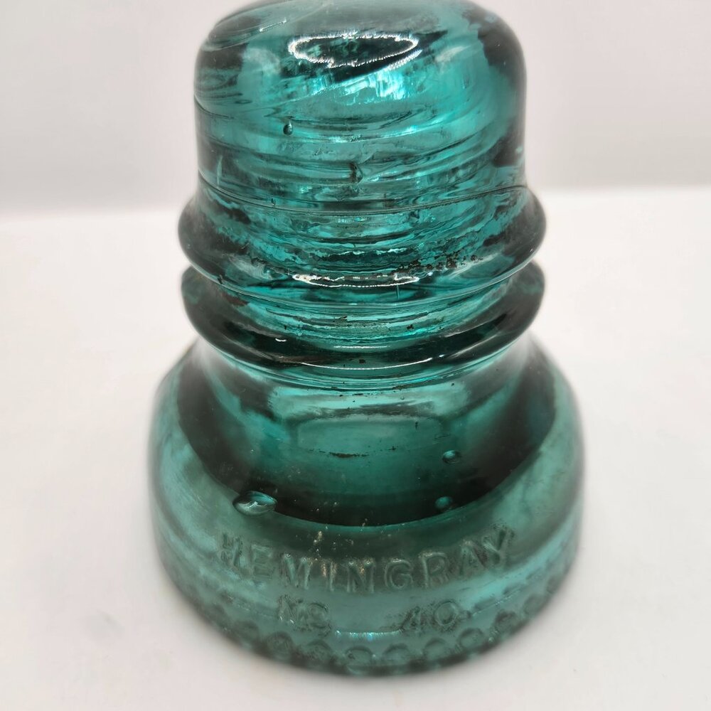 Vintage Teal Blue Glass Hemmingray 40 Insulator